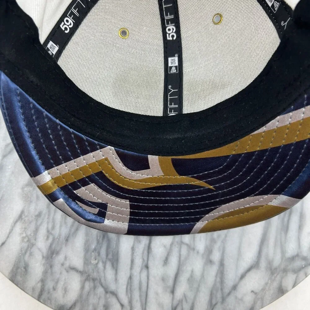 New Era Los Angels Rams Mens 7 1/4‎ 59Fifty Fitted Embossed Logo PU Bill Cap